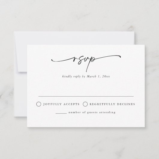 Moderne minimalistische eenvoudige RSVP Insert-Kaa Kaart (Voorkant)