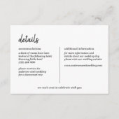 Moderne minimalistische eenvoudige script bruiloft informatiekaartje (Voorkant)