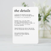 Moderne minimalistische eenvoudige slanke bruiloft informatiekaartje (Staand voorkant)