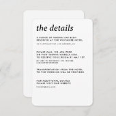 Moderne minimalistische eenvoudige slanke bruiloft informatiekaartje (Voorkant / Achterkant)