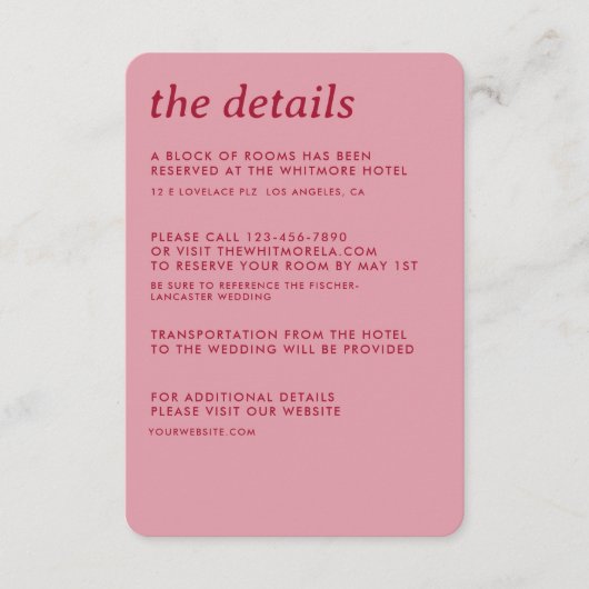 Moderne minimalistische eenvoudige slanke bruiloft informatiekaartje (Voorkant)