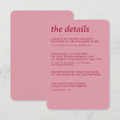 Moderne minimalistische eenvoudige slanke bruiloft informatiekaartje (Voorkant / Achterkant)