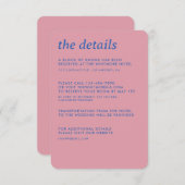 Moderne minimalistische eenvoudige slanke bruiloft informatiekaartje (Voorkant / Achterkant)