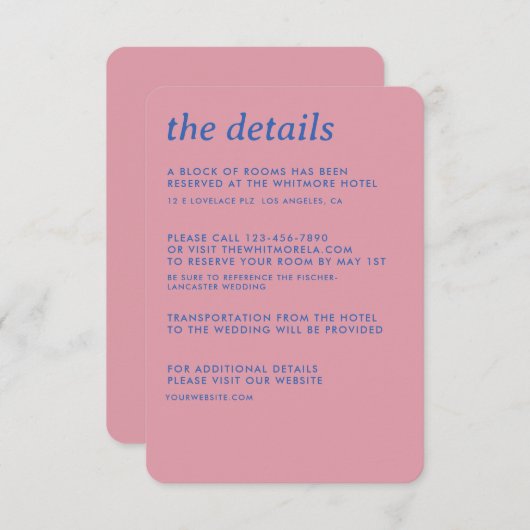 Moderne minimalistische eenvoudige slanke bruiloft informatiekaartje (Voorkant / Achterkant)