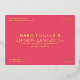 Moderne minimalistische eenvoudige slanke charmant folie uitnodiging