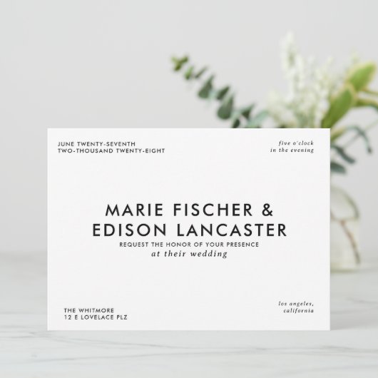 Moderne minimalistische eenvoudige slanke charmant kaart (Staand voorkant)