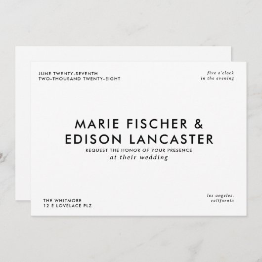 Moderne minimalistische eenvoudige slanke charmant kaart (Voorkant / Achterkant)