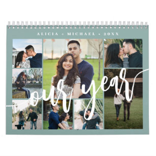 Moderne minimalistische eenvoudige stoffige blauwe kalender