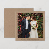 Moderne minimalistische eenvoudige trouwfoto Kraft Bedankkaart (Voorkant / Achterkant)