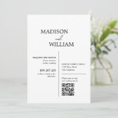 Moderne minimalistische eenvoudige witte bruiloft kaart (Staand voorkant)