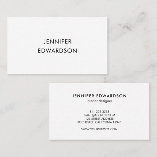 Moderne minimalistische eenvoudige witte professio visitekaartje (Voorkant / Achterkant)