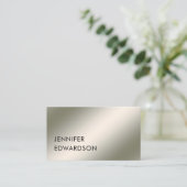 Moderne, minimalistische, eenvoudige, zilverwitte visitekaartje (Staand voorkant)