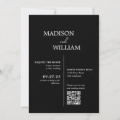 Moderne minimalistische eenvoudige zwarte bruiloft kaart (Voorkant)