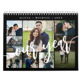 Moderne minimalistische eenvoudige zwarte fotocoll kalender (Hoes)