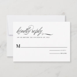 Moderne minimalistische eerste bruiloft antwoord K Kaart