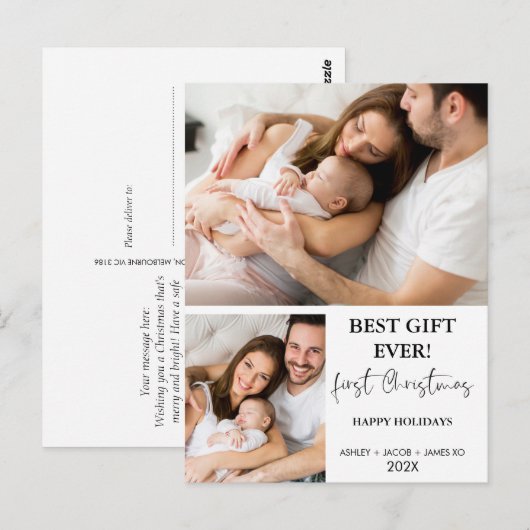 Moderne minimalistische eerste kerst briefkaart (Voorkant / Achterkant)