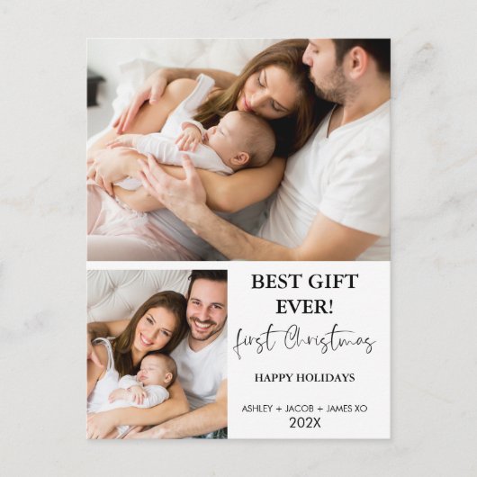 Moderne minimalistische eerste kerst briefkaart (Voorkant)