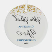 Moderne minimalistische Eerste Kerstmis Glas Ornament (Achterkant)