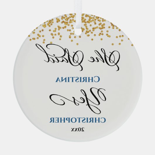 Moderne minimalistische Eerste Kerstmis Glas Ornament (Achterkant)