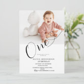 Moderne Minimalistische Eerste Verjaardag Geslacht Kaart (Staand voorkant)