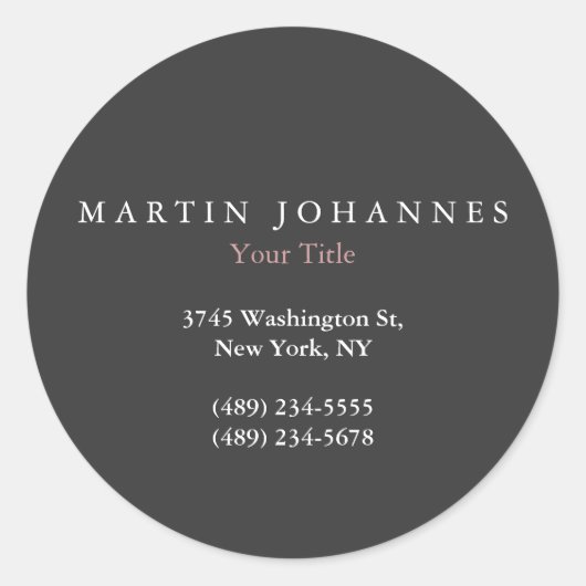 Moderne minimalistische effen elegante grijs ronde sticker (Voorkant)