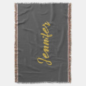 Moderne minimalistische effen kalligrafie naam gri deken (Voorkant Verticaal)