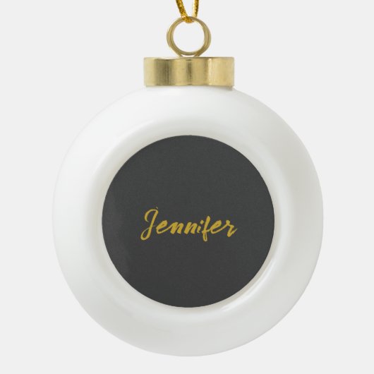 Moderne minimalistische effen kalligrafie naam gri keramische bal ornament (Voorkant)