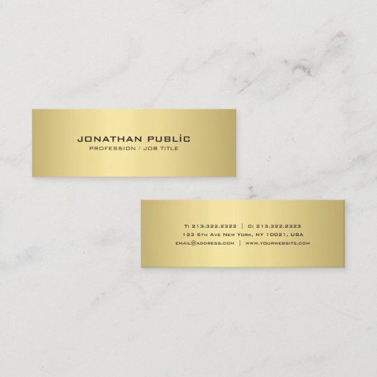 Moderne, minimalistische elegant Gold-look in een  Mini Visitekaartje (Voorkant / Achterkant)