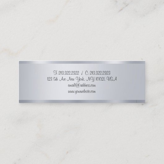Moderne minimalistische Elegant Script Silver Sjab Mini Visitekaartje (Achterkant)