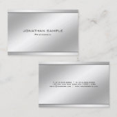 Moderne, minimalistische elegant Silver Profession Visitekaartje (Voorkant / Achterkant)