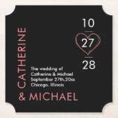 Moderne minimalistische elegant zwart-roze kartonnen onderzetters (Voorkant)