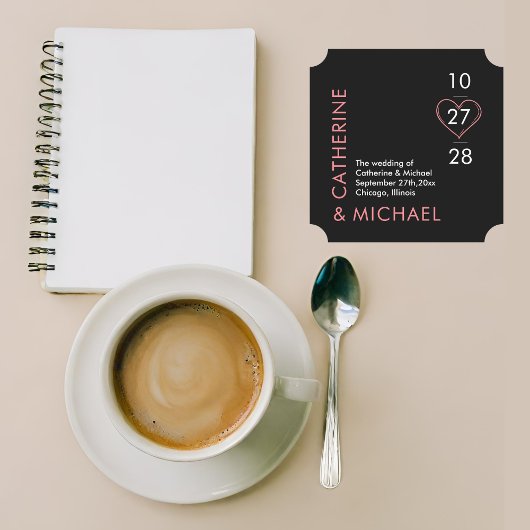 Moderne minimalistische elegant zwart-roze kartonnen onderzetters