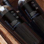 Moderne minimalistische elegant zwart-wit en blauw wijn etiket