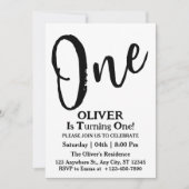 Moderne minimalistische elegante 1e verjaardag fot kaart (Voorkant)