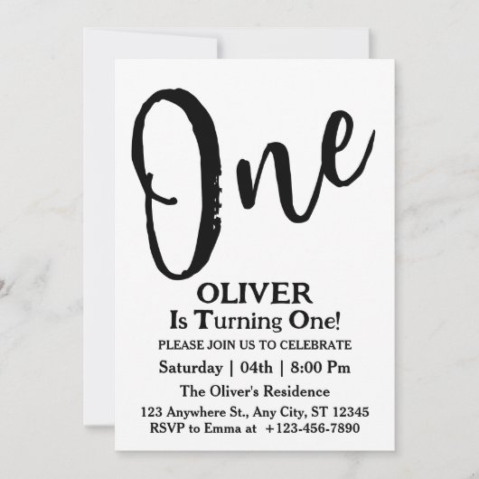 Moderne minimalistische elegante 1e verjaardag fot kaart (Voorkant)