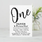 Moderne minimalistische elegante 1e verjaardag fot kaart (Staand voorkant)