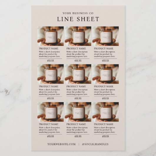 Moderne minimalistische elegante beige productlijn (Voorkant)