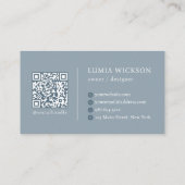 Moderne Minimalistische Elegante Blauwe QR-code Visitekaartje (Achterkant)