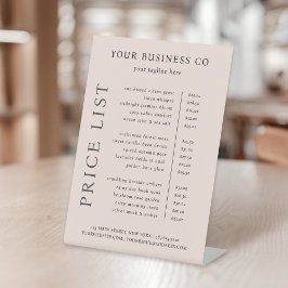 Moderne minimalistische elegante Blush Pink prijsl Reclamebord Met Voetstuk