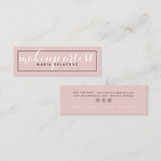 Moderne minimalistische elegante blush roze girly  mini visitekaartje (Voorkant / Achterkant)