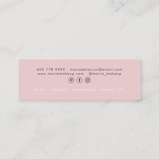 Moderne minimalistische elegante blush roze girly  mini visitekaartje (Achterkant)