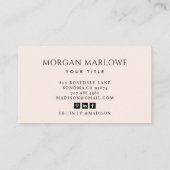 Moderne minimalistische elegante blush roze profes visitekaartje (Achterkant)
