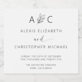 Moderne minimalistische elegante bruiloft likeur f likeurfles etiket (Enkel label)