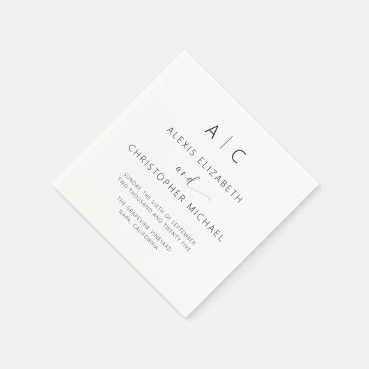 Moderne Minimalistische Elegante Bruiloft Servet (Hoek)