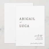 Moderne Minimalistische Elegante Calligrafie Save  Kaart (Voorkant / Achterkant)