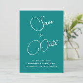 Moderne Minimalistische Elegante Calligraphy Zeegr Save The Date (Staand voorkant)