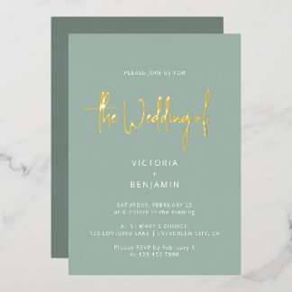 Moderne Minimalistische Elegante Chic Stofblauwe B Folie Uitnodiging