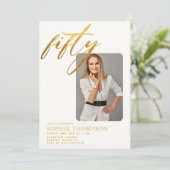 Moderne minimalistische elegante chique 50e verjaa kaart (Staand voorkant)
