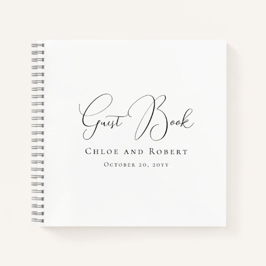 Moderne Minimalistische Elegante Chique Trouwgaste Notitieboek (Voorkant)