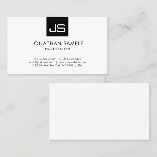 Moderne minimalistische Elegante Eenvoudige Monogr Visitekaartje (Voorkant / Achterkant)